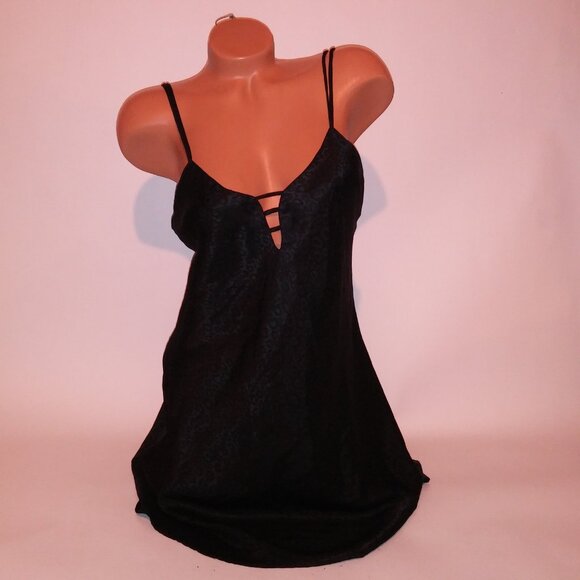 Edgemont Lingerie Chemise Slip Medium Black Leopard Sleeveless Sleepwear Preowne - Picture 3 of 11